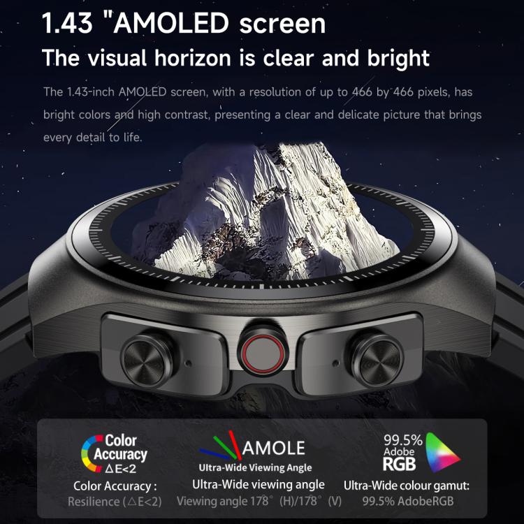 F39 1.43 inch AMOLED Screen 2 in 1 Bluetooth Earphone Smart Watch, Support Bluetooth Call / NFC