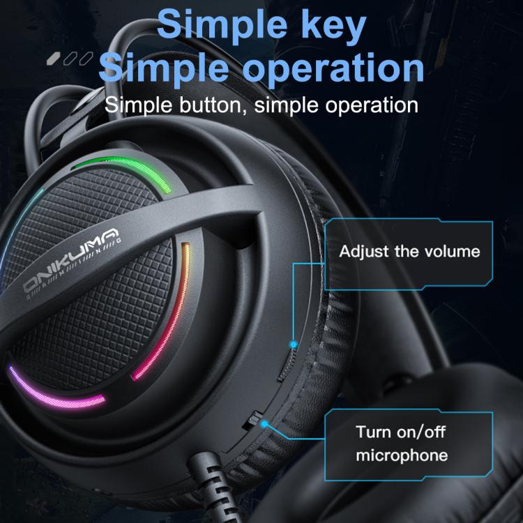 ONIKUMA X88 Head-mounted RGB Light E-Sports Gaming Headset, Cable Length: 2.2m, X88