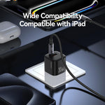 USAMS CC270 30W GaN USB-C / Type-C and USB Dual-port Mini Fast Charger, US Plug