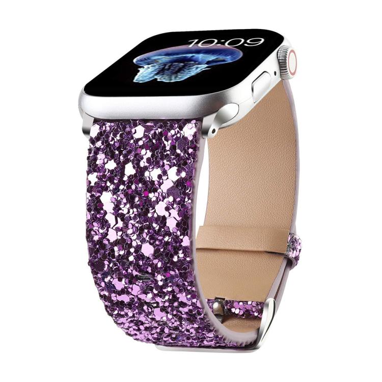 xDfind Glitter Sequins Leather Watch Band, For Apple Watch 42 / 44 / 45 / 46 / 49mm, For Apple Watch 38 / 40 / 41 / S10 42mm