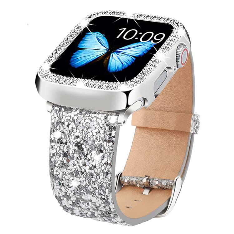 xDfind Glitter Sequins Leather Watch Band, For Apple Watch 42 / 44 / 45 / 46 / 49mm, For Apple Watch 38 / 40 / 41 / S10 42mm