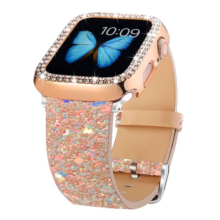 xDfind Glitter Sequins Leather Watch Band, For Apple Watch 42 / 44 / 45 / 46 / 49mm, For Apple Watch 38 / 40 / 41 / S10 42mm