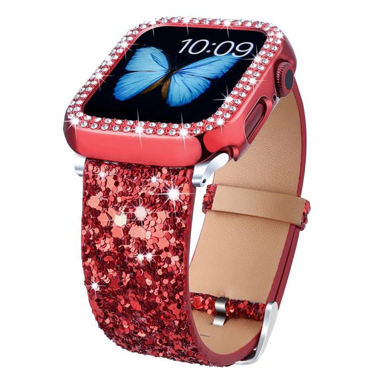 xDfind Glitter Sequins Leather Watch Band, For Apple Watch 42 / 44 / 45 / 46 / 49mm, For Apple Watch 38 / 40 / 41 / S10 42mm