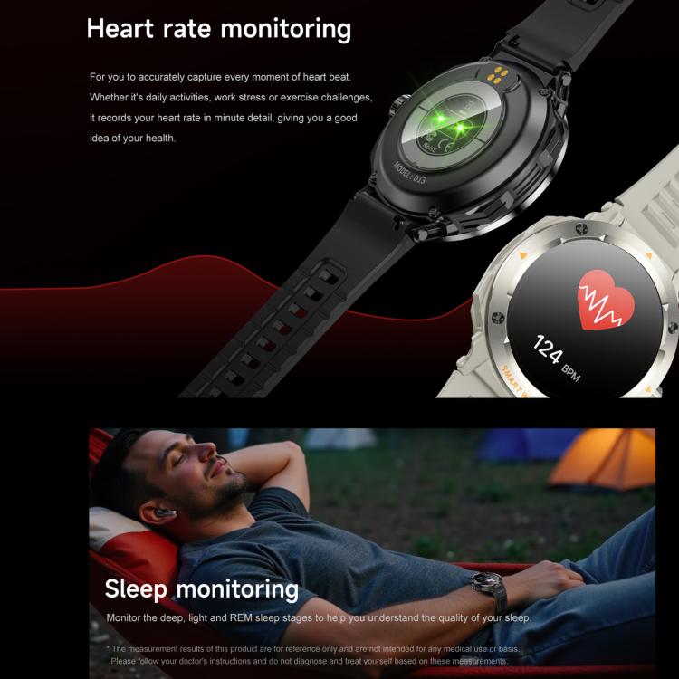 D13 2 in 1 Bluetooth Earphone Smart Call Watch, Support Bluetooth Call / NFC / Health Monitoring, Silicone Strap, 3-Bead Steel Strap, Milanese Steel Strap