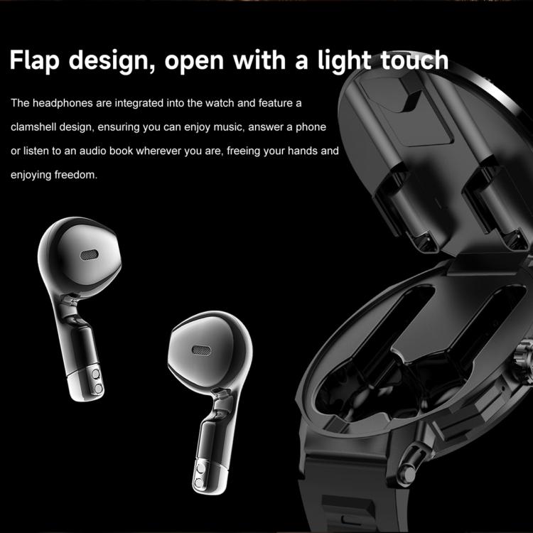 D13 2 in 1 Bluetooth Earphone Smart Call Watch, Support Bluetooth Call / NFC / Health Monitoring, Silicone Strap, 3-Bead Steel Strap, Milanese Steel Strap