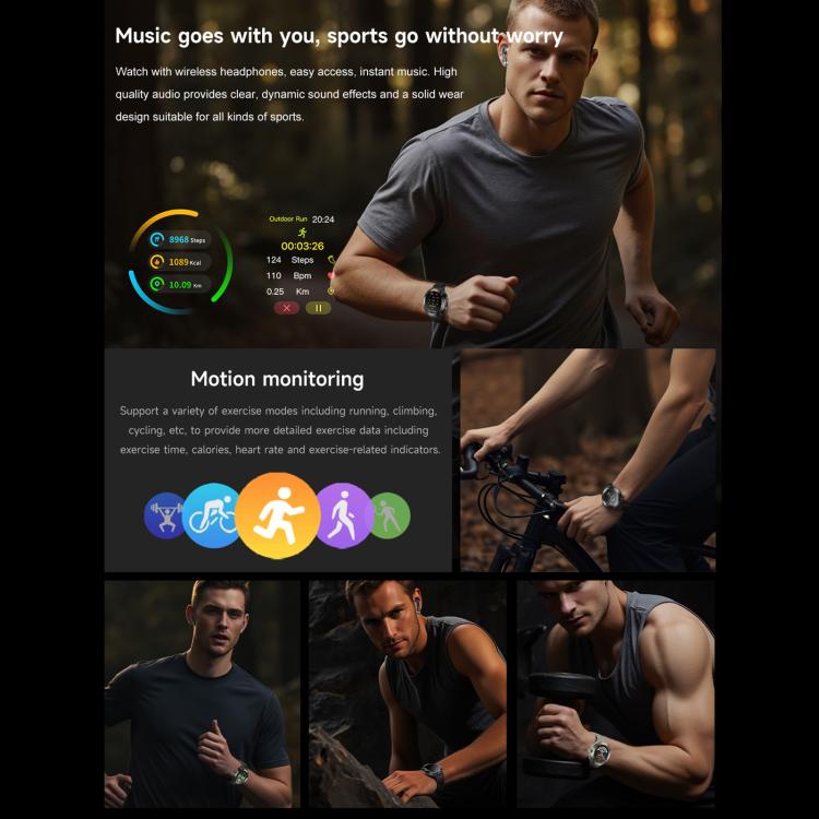 D13 2 in 1 Bluetooth Earphone Smart Call Watch, Support Bluetooth Call / NFC / Health Monitoring, Silicone Strap, 3-Bead Steel Strap, Milanese Steel Strap