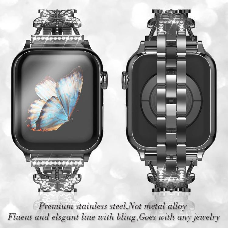 xDfind Butterfly-shaped Diamond Metal Watch Band, For Apple Watch 42 / 44 / 45 / 46 / 49mm, For Apple Watch 38 / 40 / 41 / S10 42mm
