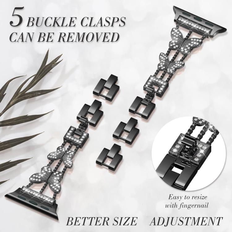 xDfind Butterfly-shaped Diamond Metal Watch Band, For Apple Watch 42 / 44 / 45 / 46 / 49mm, For Apple Watch 38 / 40 / 41 / S10 42mm