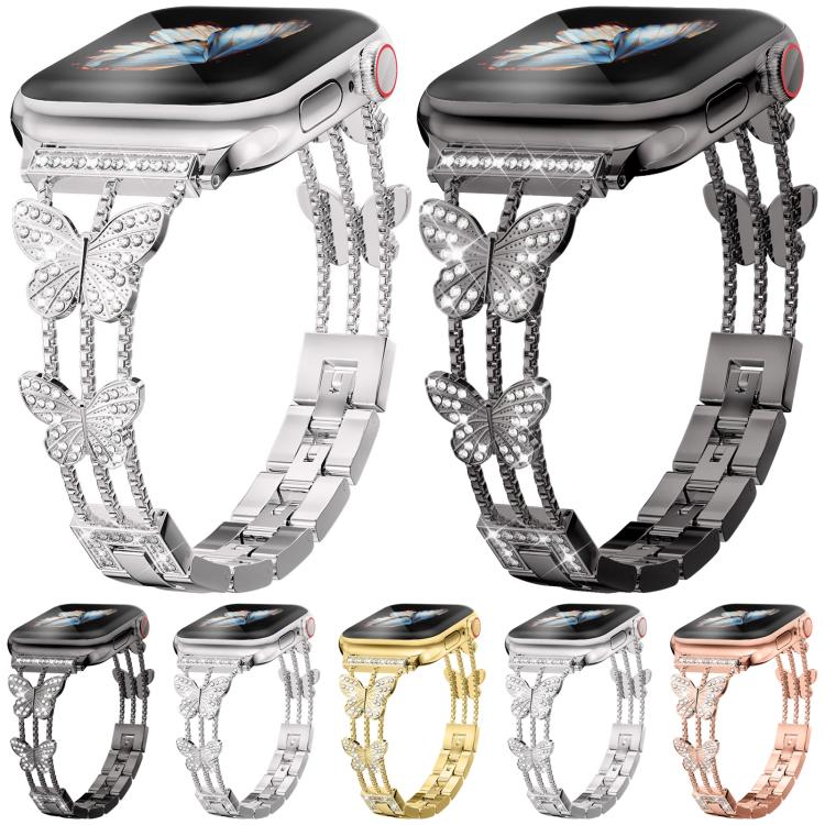 xDfind Butterfly-shaped Diamond Metal Watch Band, For Apple Watch 42 / 44 / 45 / 46 / 49mm, For Apple Watch 38 / 40 / 41 / S10 42mm