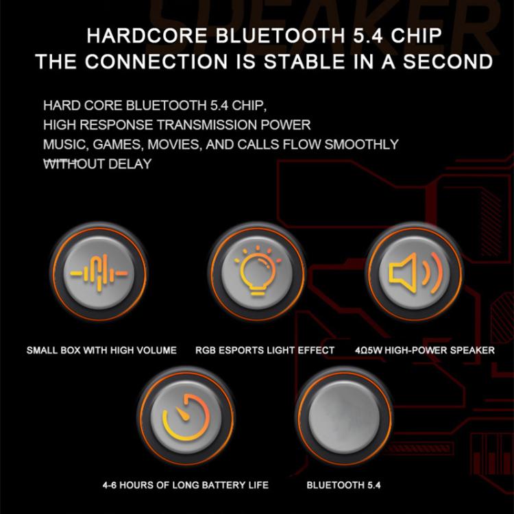 DK08 Smart LED Screen Cool Style Portable RGB Light Bluetooth Speaker, DK08