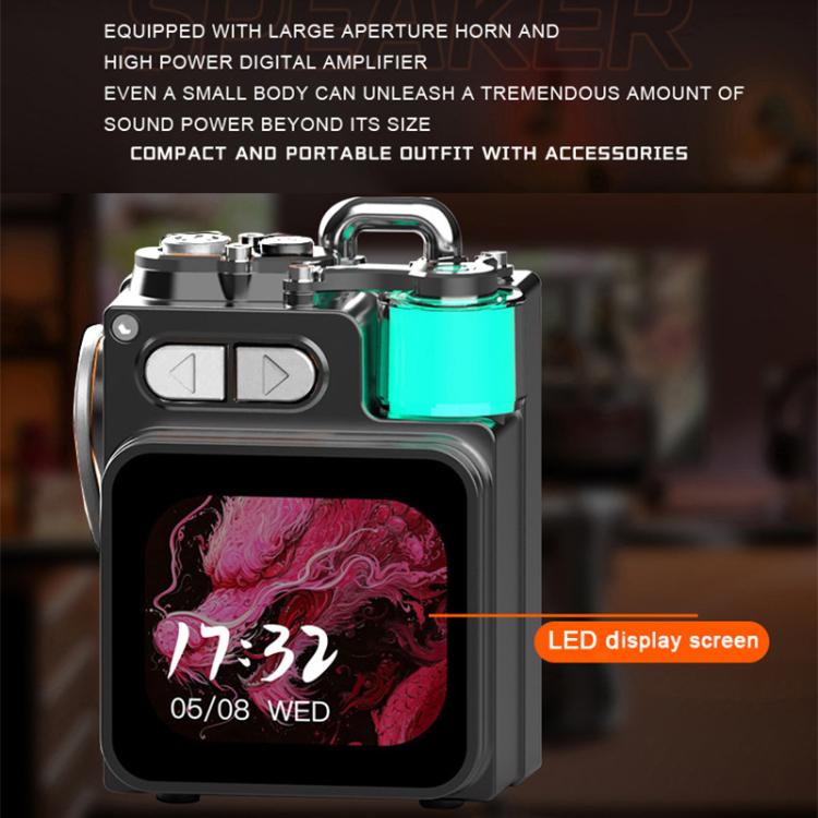 DK08 Smart LED Screen Cool Style Portable RGB Light Bluetooth Speaker, DK08