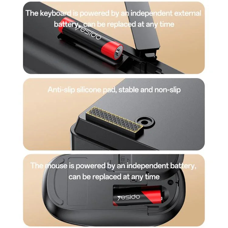 Yesido KB42 2.4G Business Wireless Keyboard Mouse Set, Arabic Version, English Version