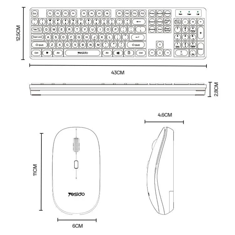 Yesido KB42 2.4G Business Wireless Keyboard Mouse Set, Arabic Version, English Version
