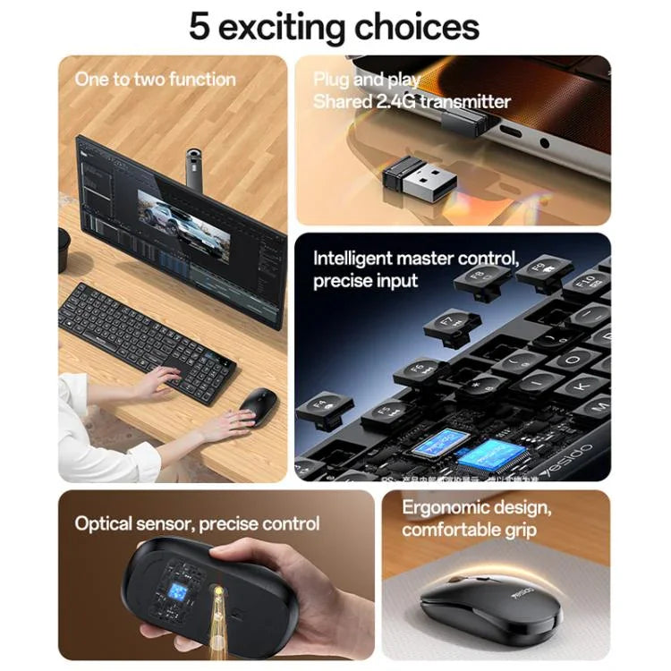 Yesido KB42 2.4G Business Wireless Keyboard Mouse Set, Arabic Version, English Version