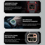 ساعة إلكترونية مضيئة مقاومة للماء بشاشة مربعة عرض واحد من NORTH EDGE X1 للخارجية