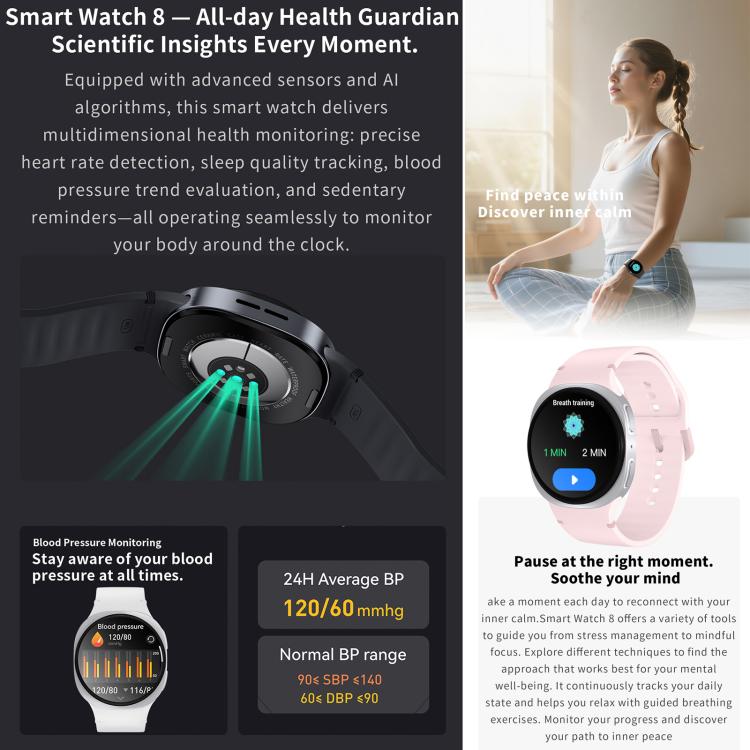 HD8 mini 1.29 inch BT5.4 Sport Smart Watch, Support Bluetooth Call / Sleep / Blood Oxygen / Heart Rate / Blood Pressure Health Monitor