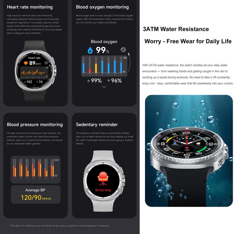 HD8C 1.43 inch BT5.4 Rotate Dial Smart Watch, Support Bluetooth Call / Sleep / Blood Oxygen / Heart Rate / Blood Pressure Health Monitor