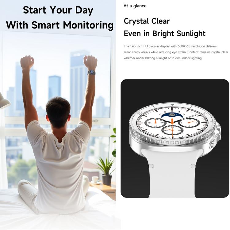 HD8C 1.43 inch BT5.4 Rotate Dial Smart Watch, Support Bluetooth Call / Sleep / Blood Oxygen / Heart Rate / Blood Pressure Health Monitor