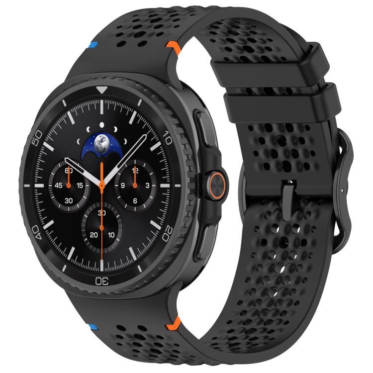 xDfind Ladder Black Buckle Honeycomb Breathable Silicone Watch Band, For Samsung Galaxy Watch8 / Watch8 Classic