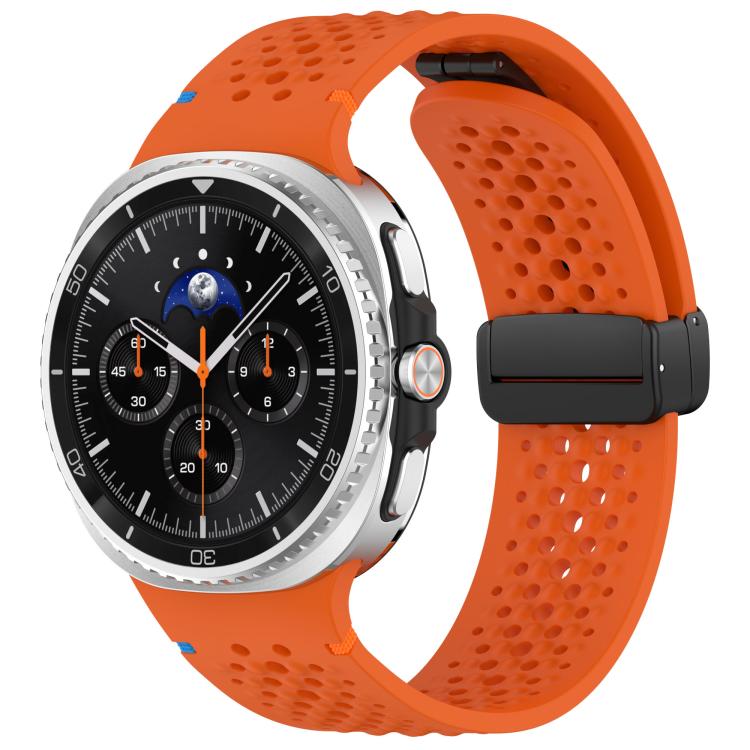 xDfind Magnetic Black Buckle Honeycomb Breathable Silicone Watch Band, For Samsung Galaxy Watch8 / Watch8 Classic