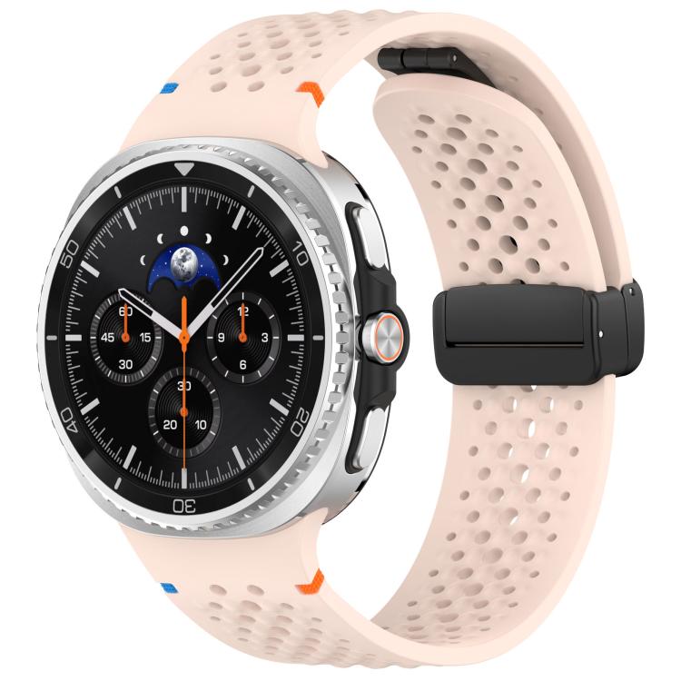 xDfind Magnetic Black Buckle Honeycomb Breathable Silicone Watch Band, For Samsung Galaxy Watch8 / Watch8 Classic