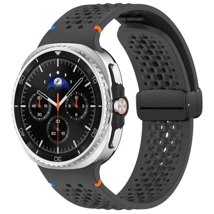 xDfind Magnetic Black Buckle Honeycomb Breathable Silicone Watch Band, For Samsung Galaxy Watch8 / Watch8 Classic