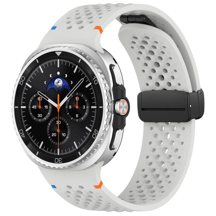 xDfind Magnetic Black Buckle Honeycomb Breathable Silicone Watch Band, For Samsung Galaxy Watch8 / Watch8 Classic