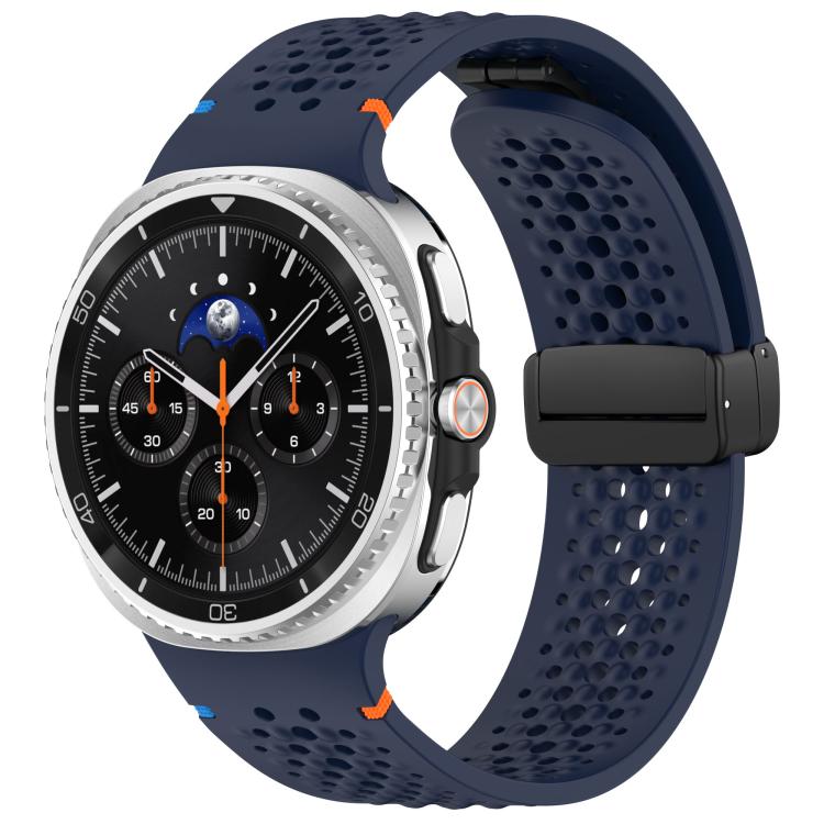 xDfind Magnetic Black Buckle Honeycomb Breathable Silicone Watch Band, For Samsung Galaxy Watch8 / Watch8 Classic