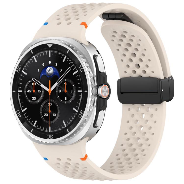 xDfind Magnetic Black Buckle Honeycomb Breathable Silicone Watch Band, For Samsung Galaxy Watch8 / Watch8 Classic