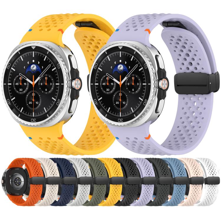 xDfind Magnetic Black Buckle Honeycomb Breathable Silicone Watch Band, For Samsung Galaxy Watch8 / Watch8 Classic