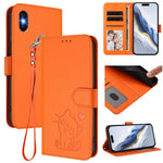 Embossed Heart Cat Leather Phone Case with Hand Strap, For iPhone XR, For iPhone XS Max, For iPhone 7 Plus / 8 Plus