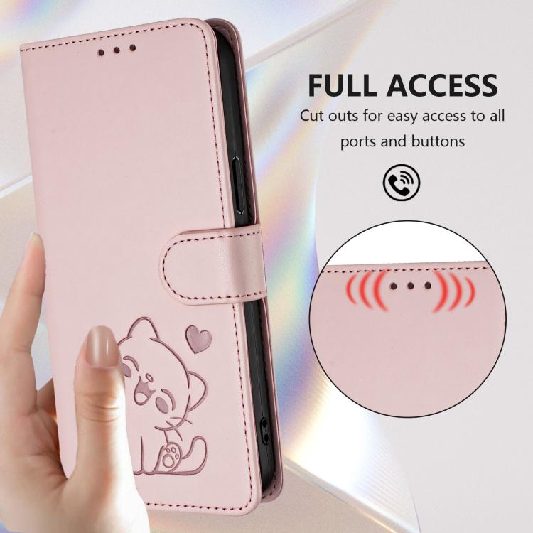 Embossed Heart Cat Leather Phone Case with Hand Strap, For iPhone 13 mini, For iPhone 12 / 12 Pro, For iPhone 12 Pro Max, For iPhone 12 mini
