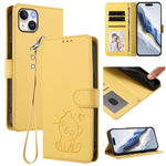 Embossed Heart Cat Leather Phone Case with Hand Strap, For iPhone 13 mini, For iPhone 12 / 12 Pro, For iPhone 12 Pro Max, For iPhone 12 mini