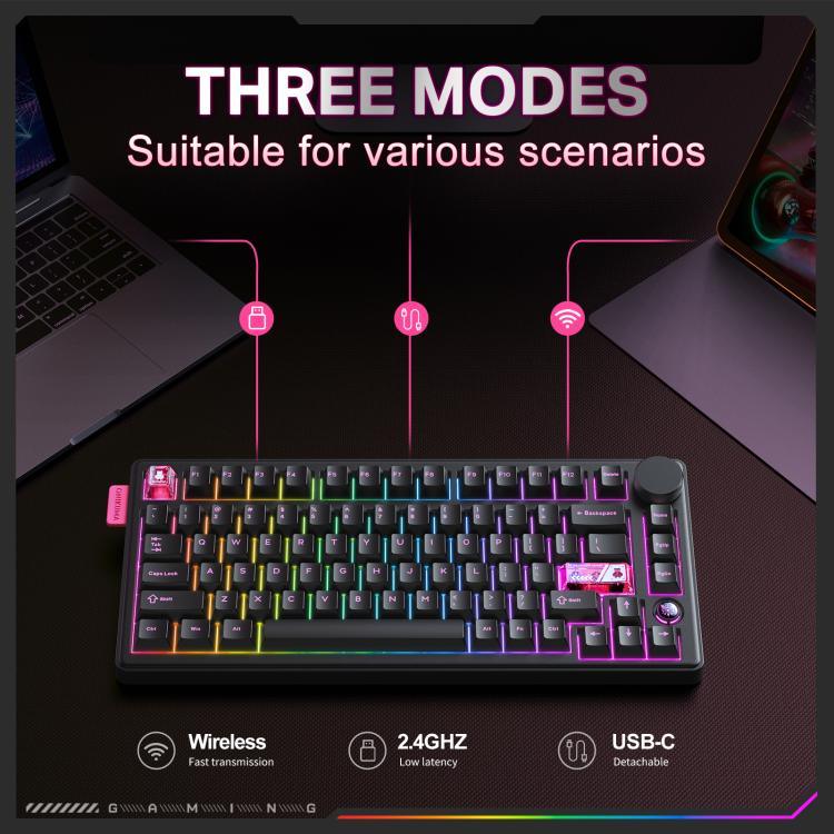 ONIKUMA MT706 81-Keys Hot Swappable Triple Mode Mechanical Keyboard, MT706