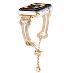 Diamantbesetztes Metallarmband in Knochenkettenform, passend für Apple Watch 46 mm / 49 mm / 45 mm / 44 mm und 42 mm / 41 mm / 40 mm / 38 mm