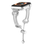 Diamantbesetztes Metallarmband in Knochenkettenform, passend für Apple Watch 46 mm / 49 mm / 45 mm / 44 mm und 42 mm / 41 mm / 40 mm / 38 mm