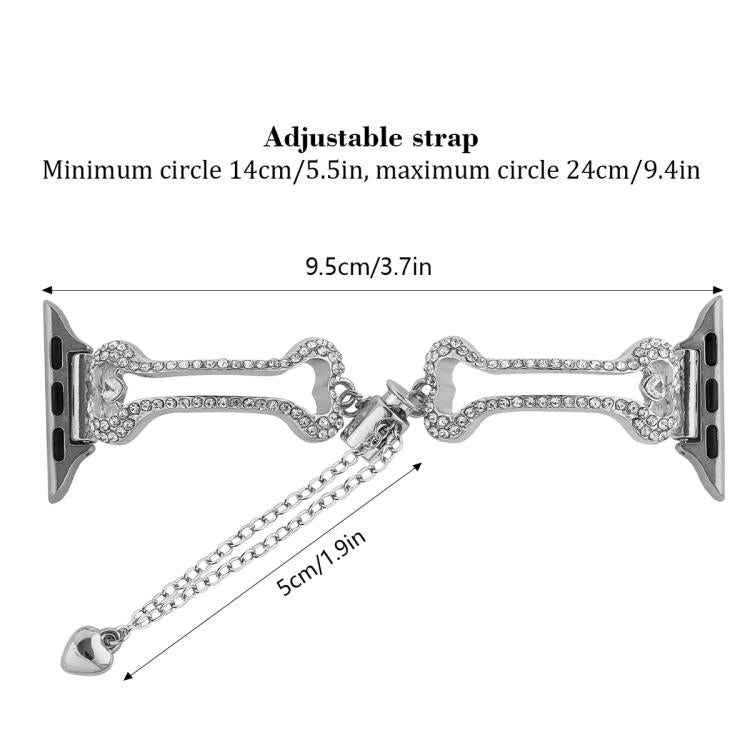 Diamantbesetztes Metallarmband in Knochenkettenform, passend für Apple Watch 46 mm / 49 mm / 45 mm / 44 mm und 42 mm / 41 mm / 40 mm / 38 mm