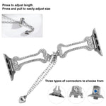 Diamantbesetztes Metallarmband in Knochenkettenform, passend für Apple Watch 46 mm / 49 mm / 45 mm / 44 mm und 42 mm / 41 mm / 40 mm / 38 mm