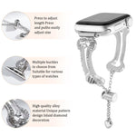 Diamantbesetztes Metallarmband in Knochenkettenform, passend für Apple Watch 46 mm / 49 mm / 45 mm / 44 mm und 42 mm / 41 mm / 40 mm / 38 mm