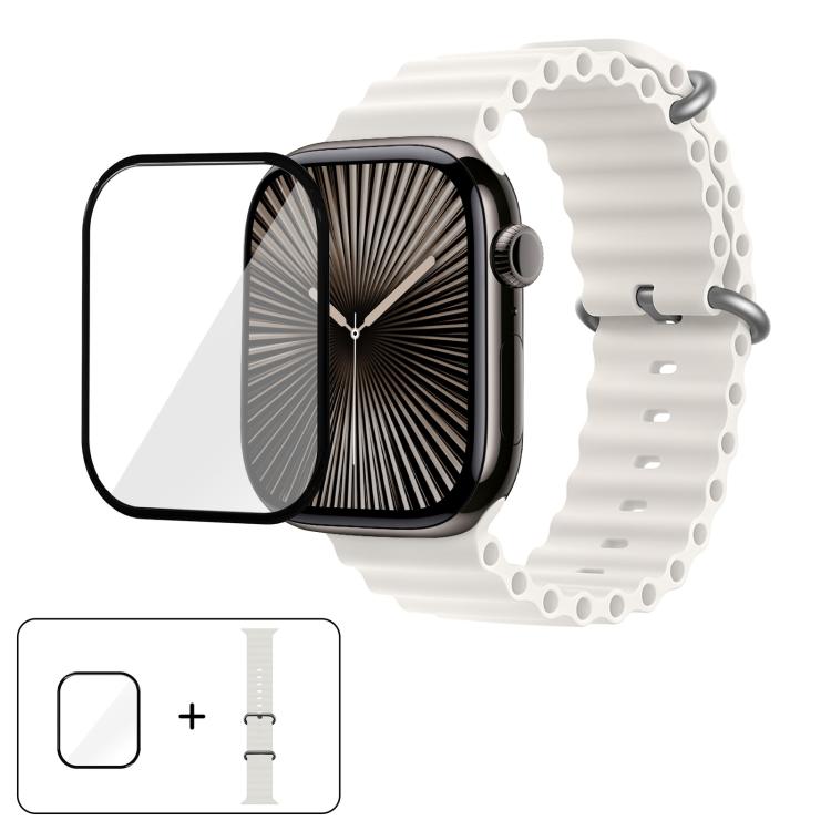 Ocean Silicone Watch Band with 3D Curved Film, For Apple Watch Series 10 46mm, For Apple Watch Series 10 42mm, For Apple Watch Series 44mm