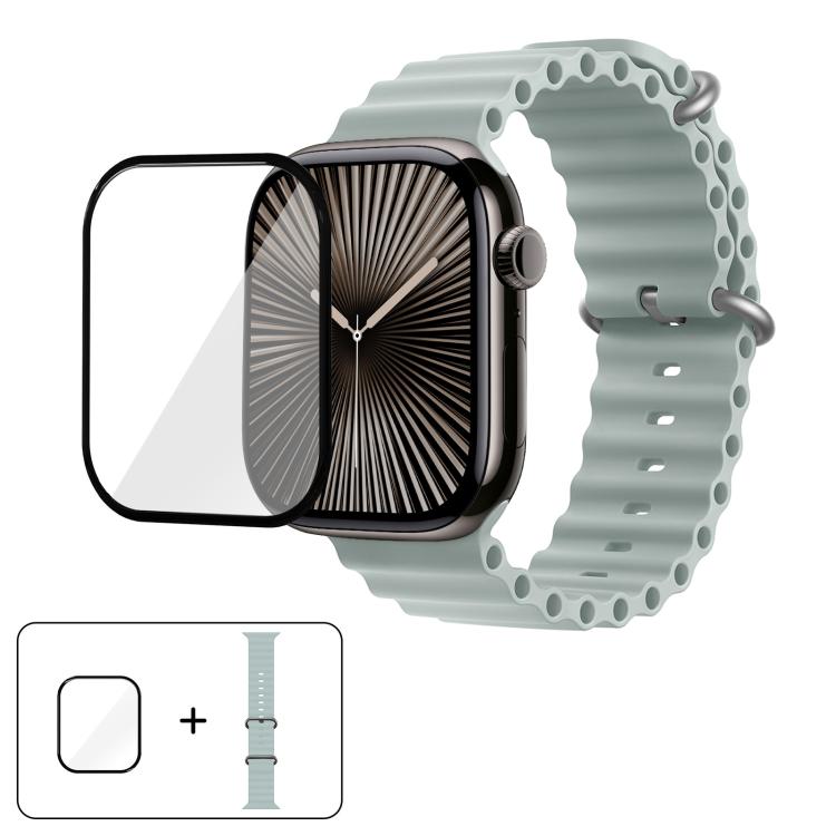 Ocean Silicone Watch Band with 3D Curved Film, For Apple Watch Series 10 46mm, For Apple Watch Series 10 42mm, For Apple Watch Series 44mm