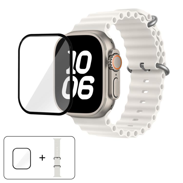 Ocean Silicone Watch Band with 3D Curved Film, For Apple Watch Series 40mm, For Apple Watch Ultra 2 / 1 49mm, For Apple Watch Series 45mm