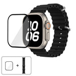 Ocean Silicone Watch Band with 3D Curved Film, For Apple Watch Series 40mm, For Apple Watch Ultra 2 / 1 49mm, For Apple Watch Series 45mm