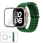 Ocean Silicone Watch Band with 3D Curved Film, For Apple Watch Series 40mm, For Apple Watch Ultra 2 / 1 49mm, For Apple Watch Series 45mm