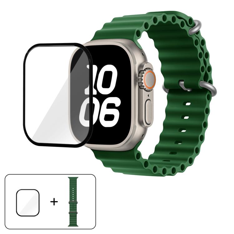 Ocean Silicone Watch Band with 3D Curved Film, For Apple Watch Series 40mm, For Apple Watch Ultra 2 / 1 49mm, For Apple Watch Series 45mm