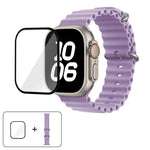 Ocean Silicone Watch Band with 3D Curved Film, For Apple Watch Series 40mm, For Apple Watch Ultra 2 / 1 49mm, For Apple Watch Series 45mm