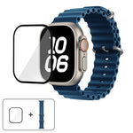 Ocean Silicone Watch Band with 3D Curved Film, For Apple Watch Series 40mm, For Apple Watch Ultra 2 / 1 49mm, For Apple Watch Series 45mm