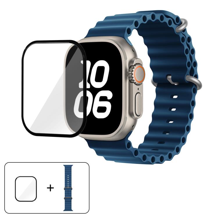 Ocean Silicone Watch Band with 3D Curved Film, For Apple Watch Series 40mm, For Apple Watch Ultra 2 / 1 49mm, For Apple Watch Series 45mm