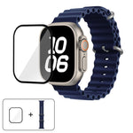 Ocean Silicone Watch Band with 3D Curved Film, For Apple Watch Series 40mm, For Apple Watch Ultra 2 / 1 49mm, For Apple Watch Series 45mm