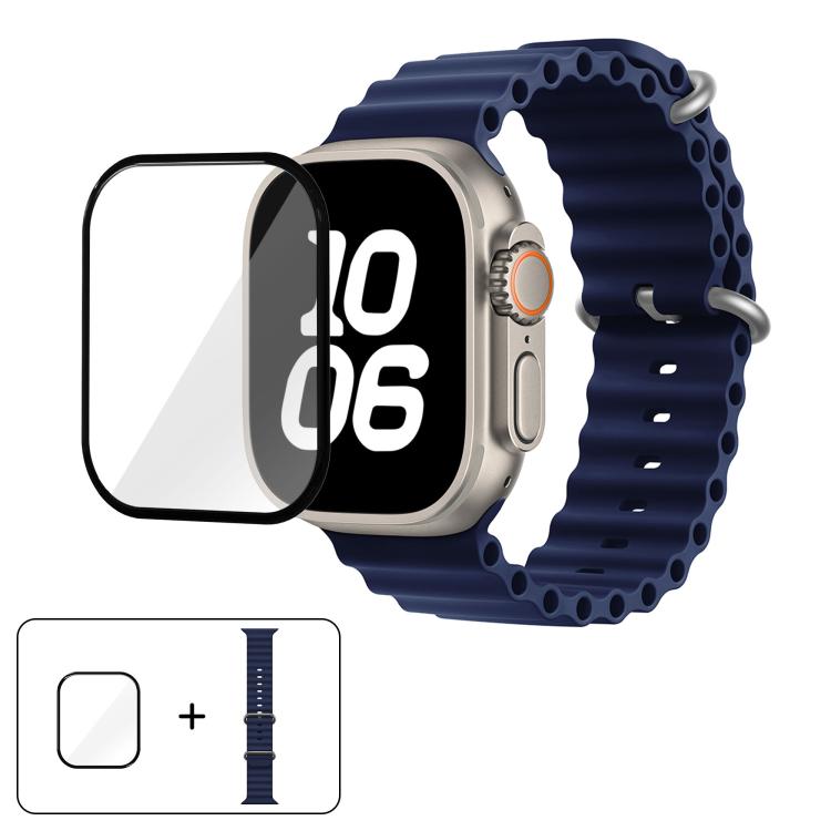 Ocean Silicone Watch Band with 3D Curved Film, For Apple Watch Series 40mm, For Apple Watch Ultra 2 / 1 49mm, For Apple Watch Series 45mm